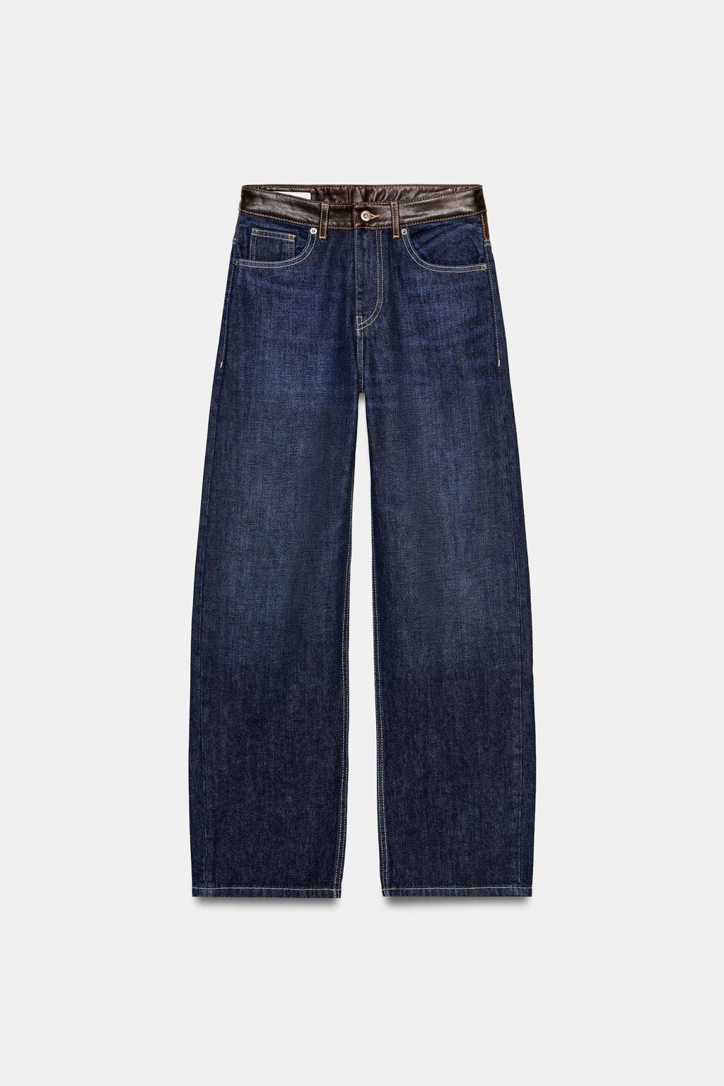 TRF STRAIGHT WIDE HIGH-WAIST LEATHER JEANS - Zara фото 13