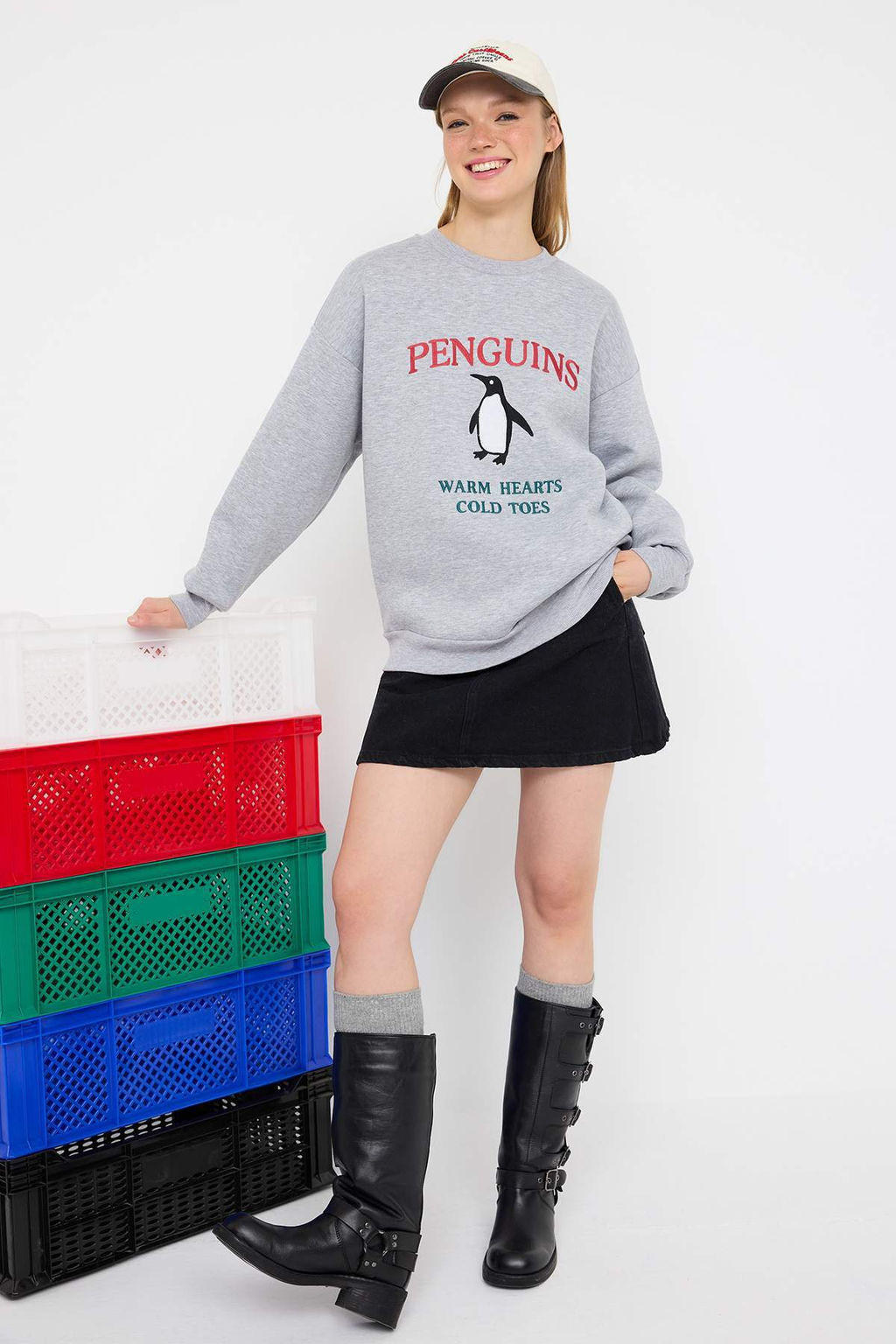 Teen Gri Melanj Orme Sweatshirt TWOAW26SW00178 - Trendyolmilla фото 2