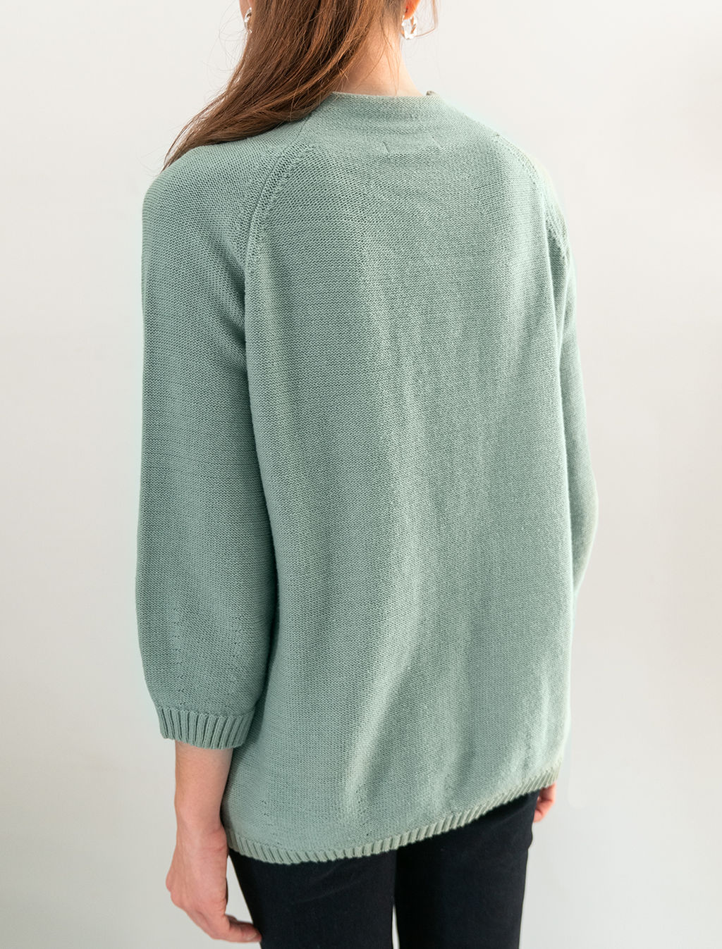 VILATTE / Лаконичный свитер крупной вязки с укороченным рукавом - баллоном  фото 4