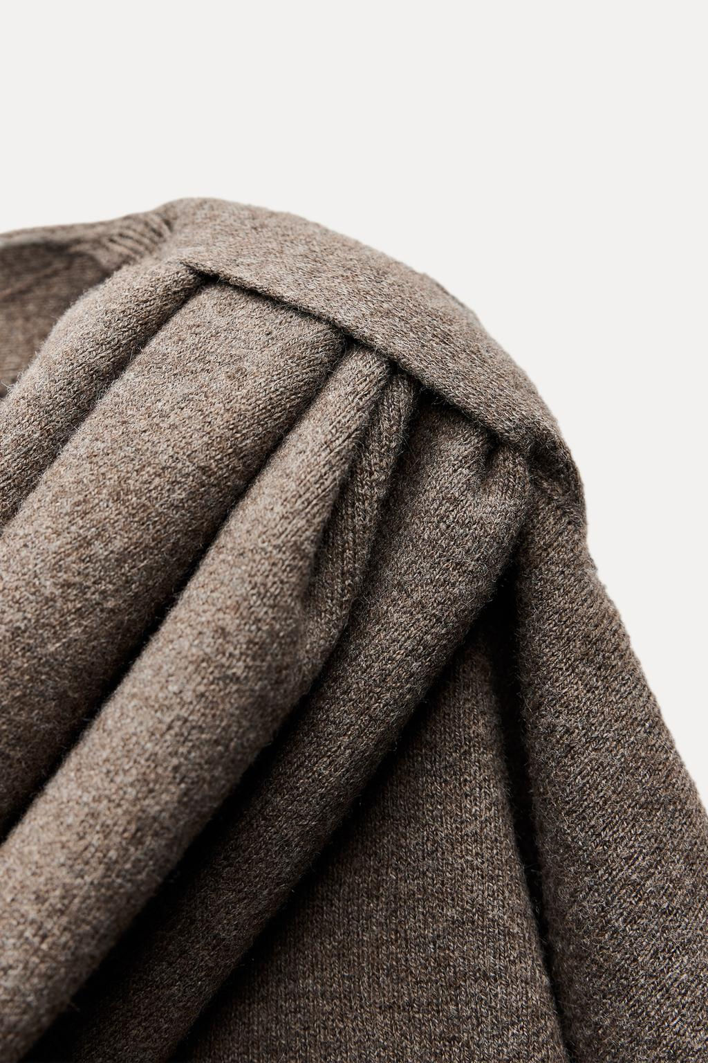 SHORT KNITTED COAT WITH SCARF - Zara фото 21