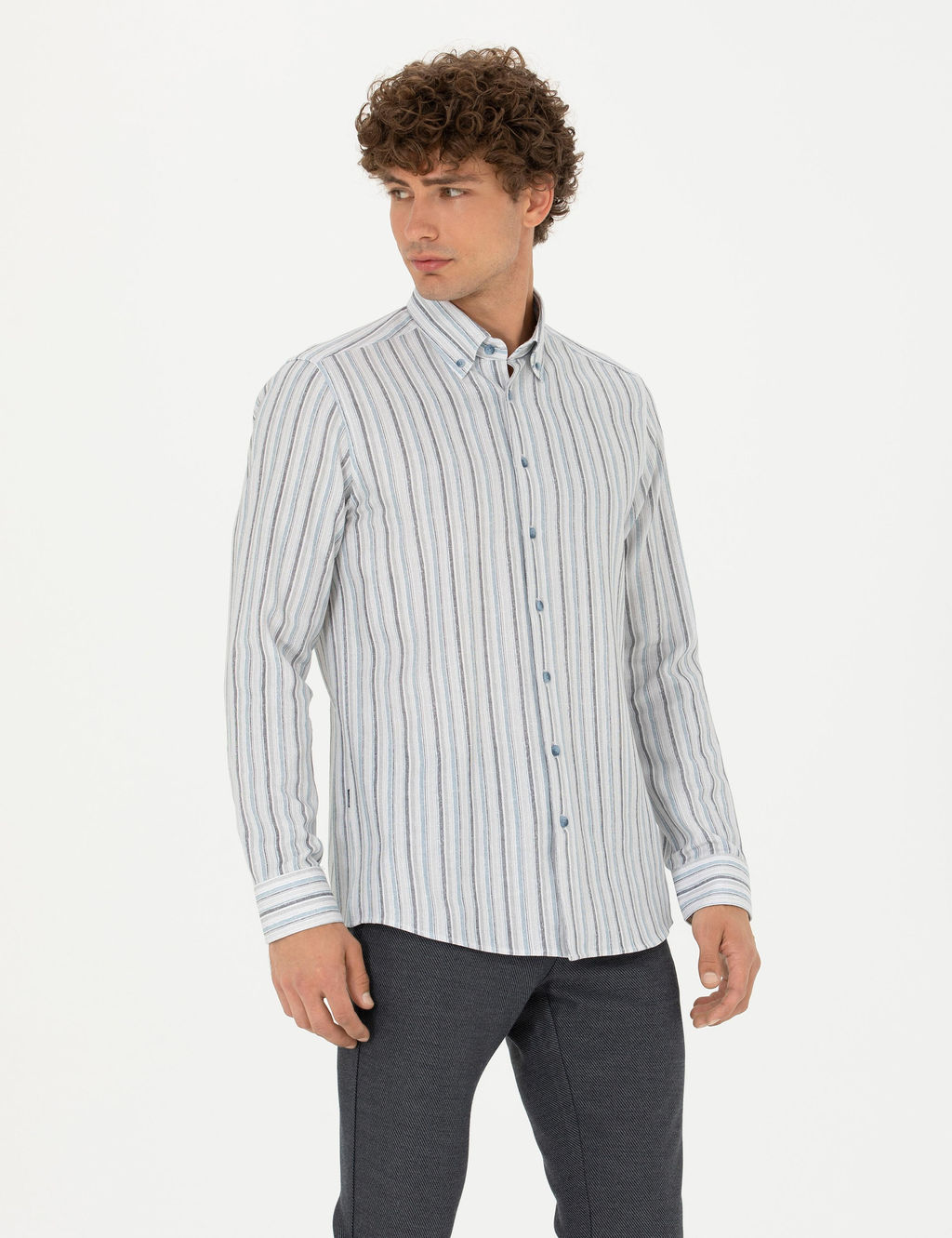 Рубашка Slim Fit синяя