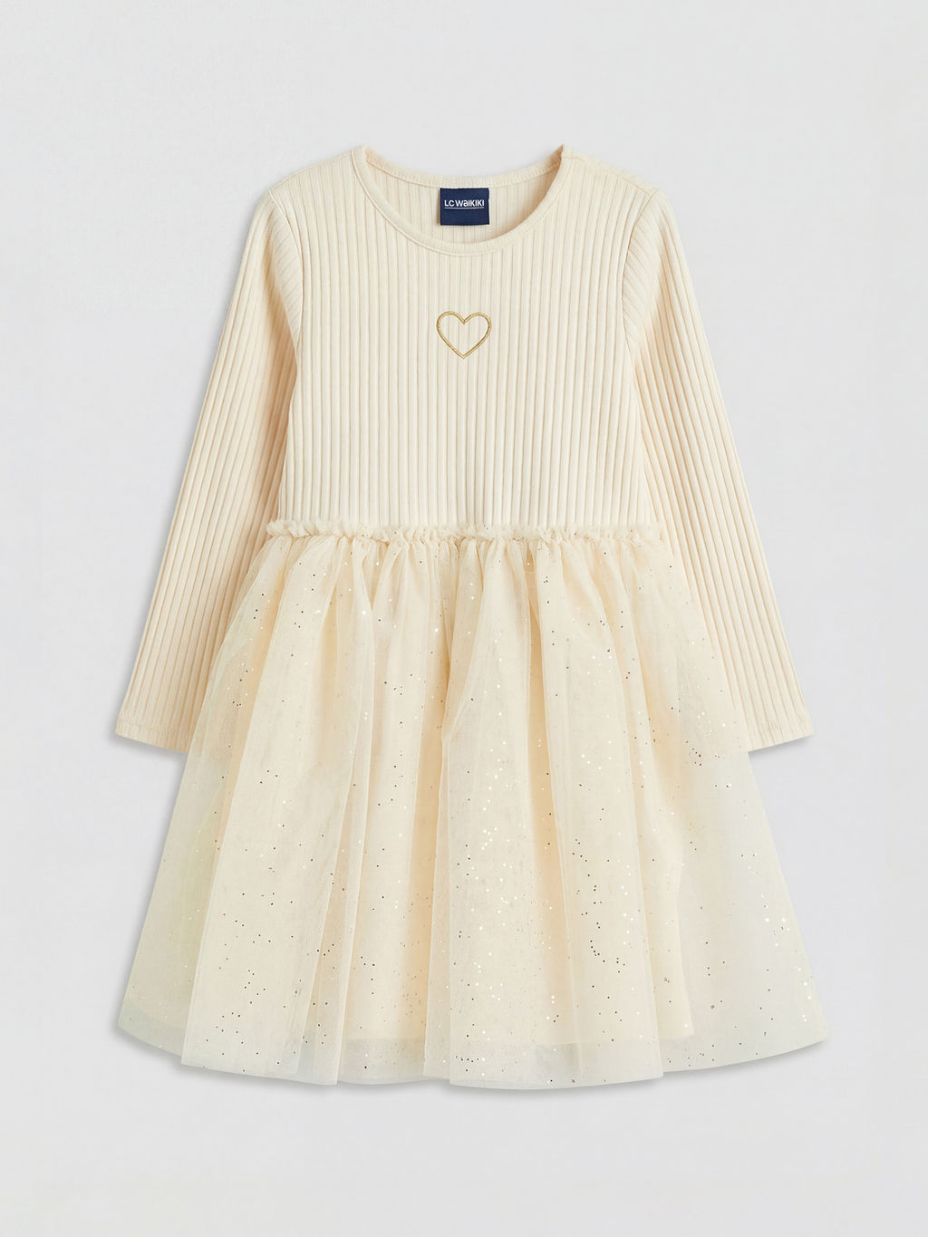 Bisiklet Yaka Fiyonklu K?z ?ocuk Elbise