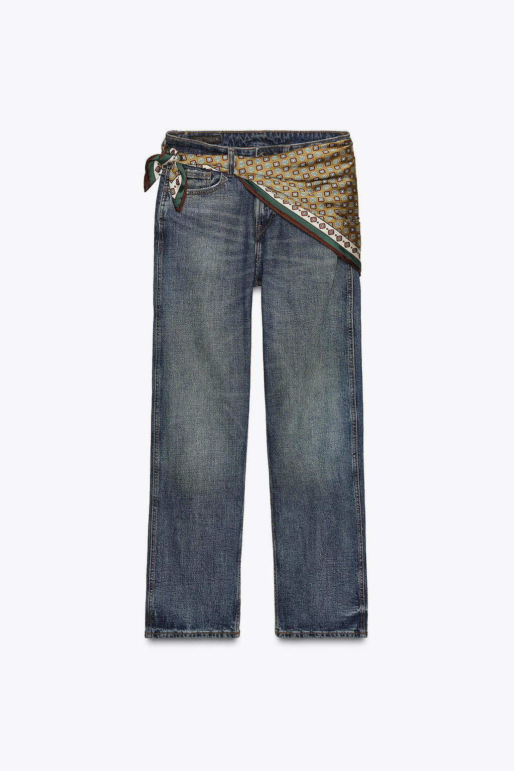ZW COLLECTION BAGGY JEANS WITH SCARF DETAIL LOW-RISE - Zara фото 6