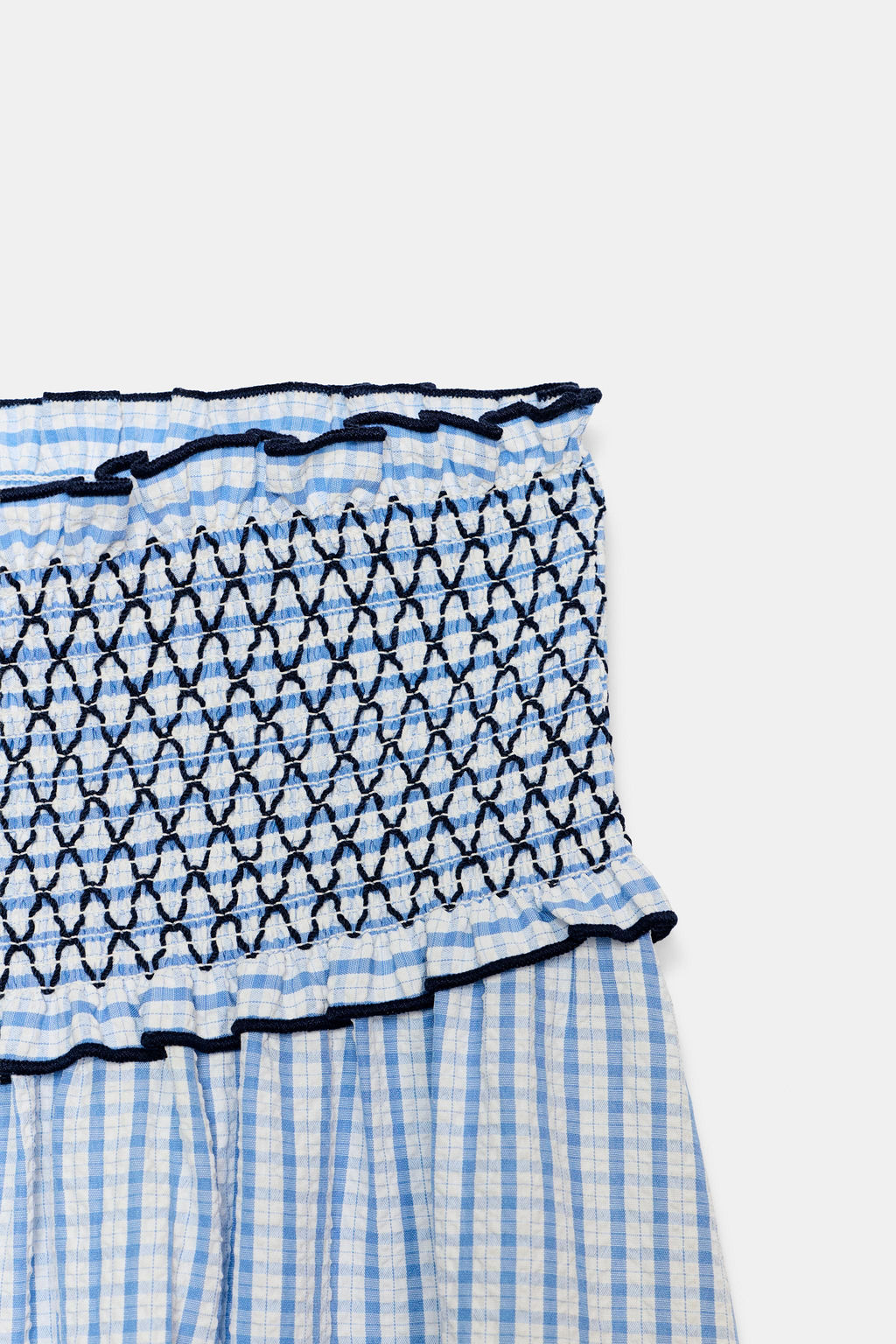 FALDA MIDI CUADROS BORDADOS / Azul / Blanco - Zara фото 7