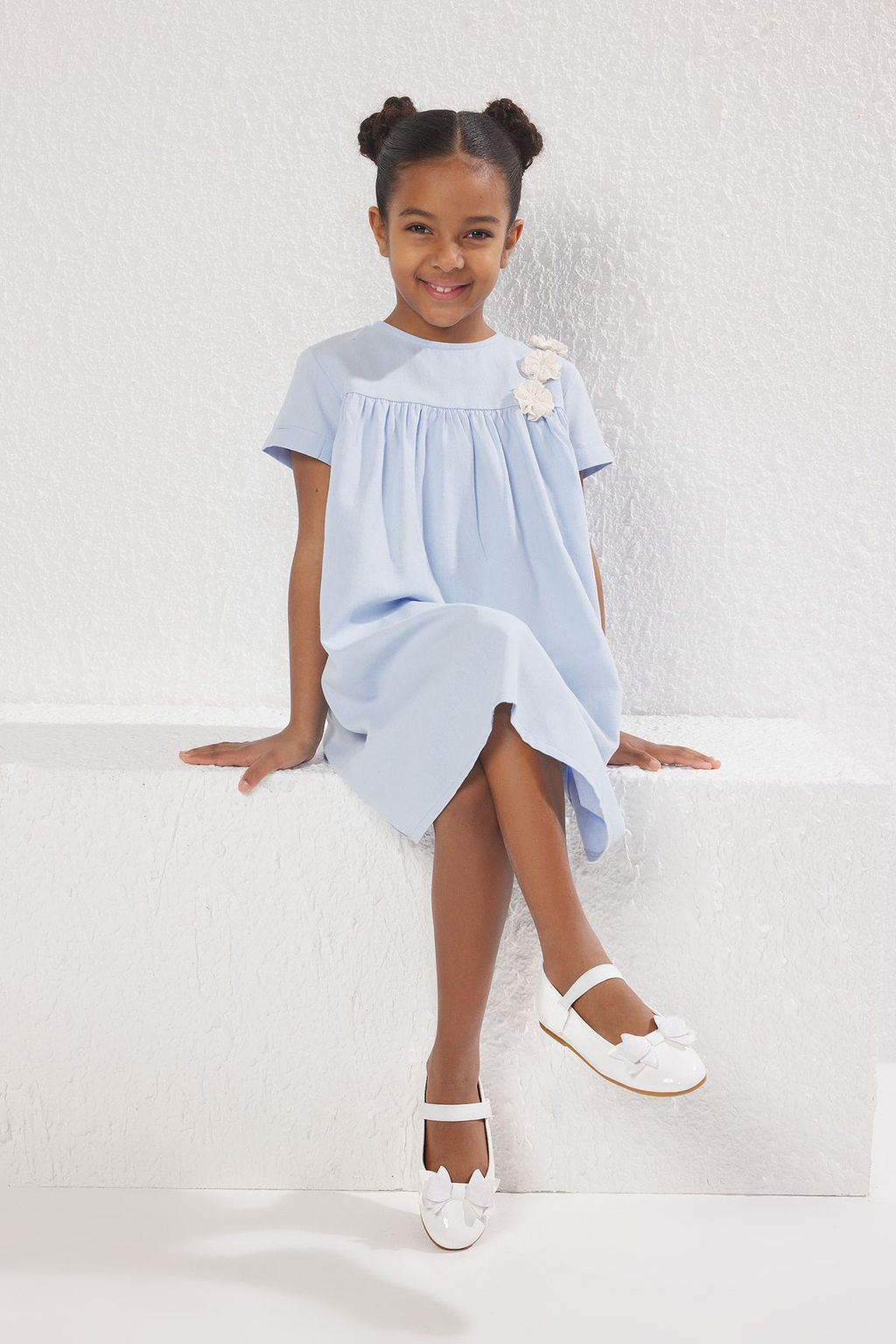 Trendyol Shoes Beyaz Simli Kurdele Detayl? Mary Jane Buyuk/Kucuk K?z Cocuk Kids Babet TAKSS25BE00023