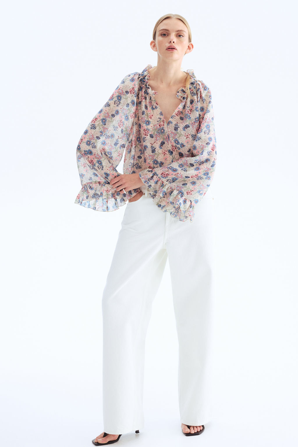 Blusa con ribetes de volante - H&m фото 3