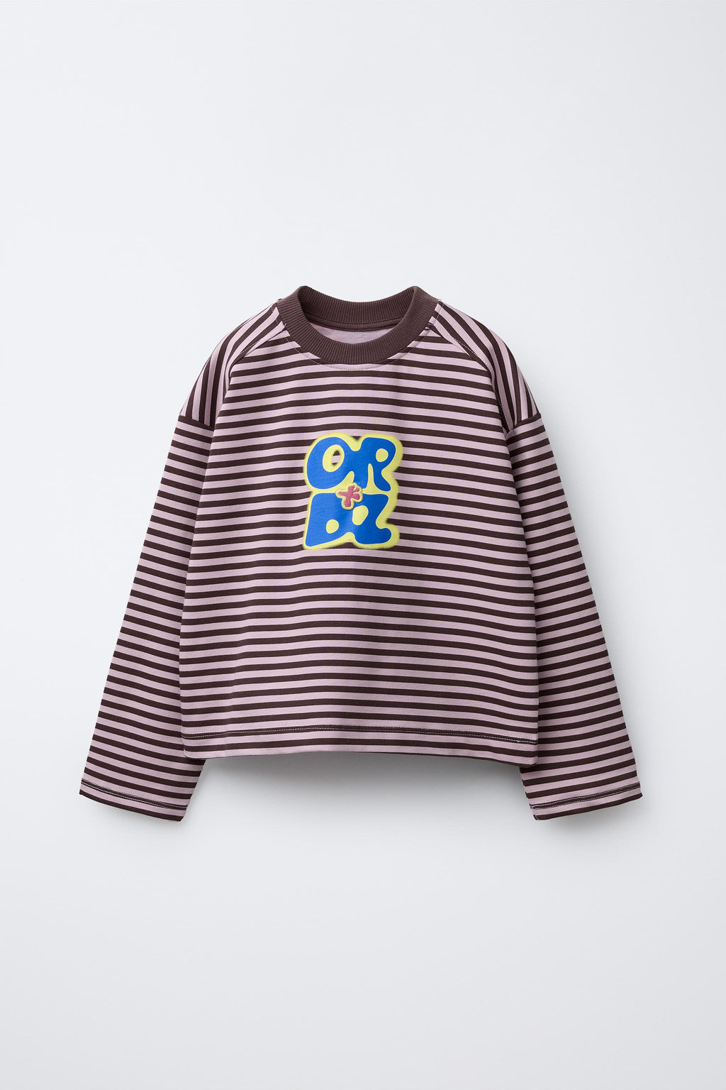 STRIPED T-SHIRT WITH EMBROIDERED SLOGAN