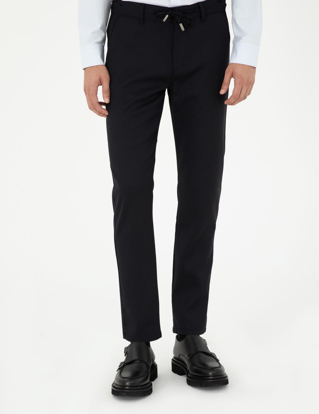 Lacivert Slim Fit Jogger Kanvas Pantolon
