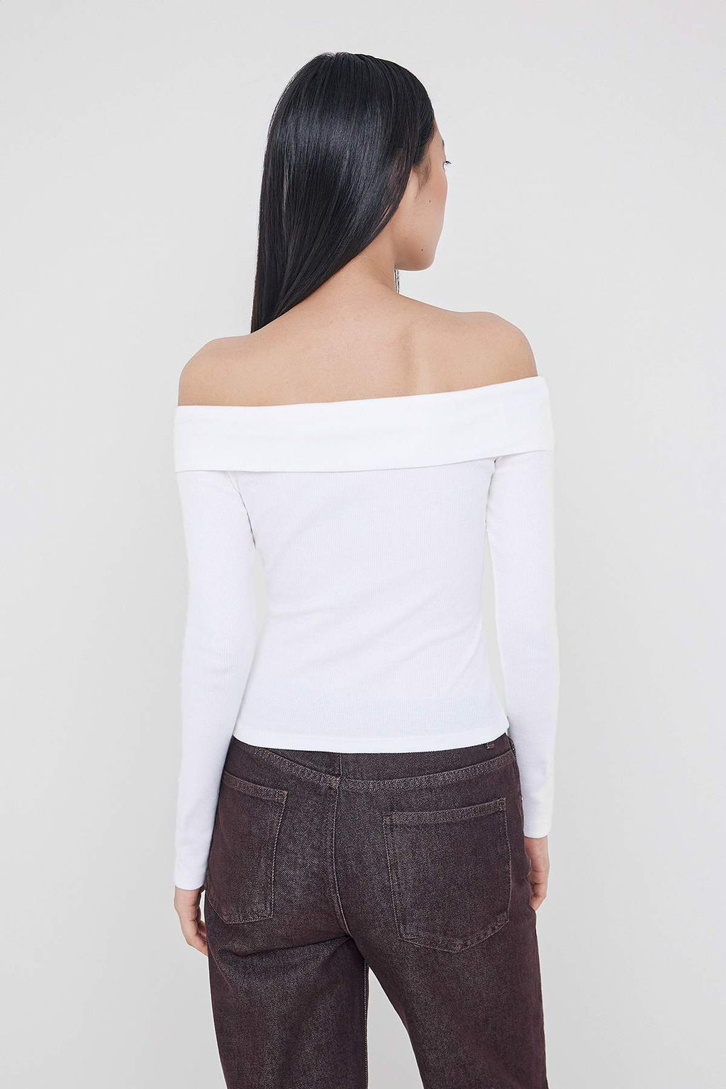Antrasit Fitted/Vucuda oturan Carmen Yaka Dugmeli Fitilli Esnek Orme Bluz TWOAW26BZ00076 - Trendyolmilla фото 10