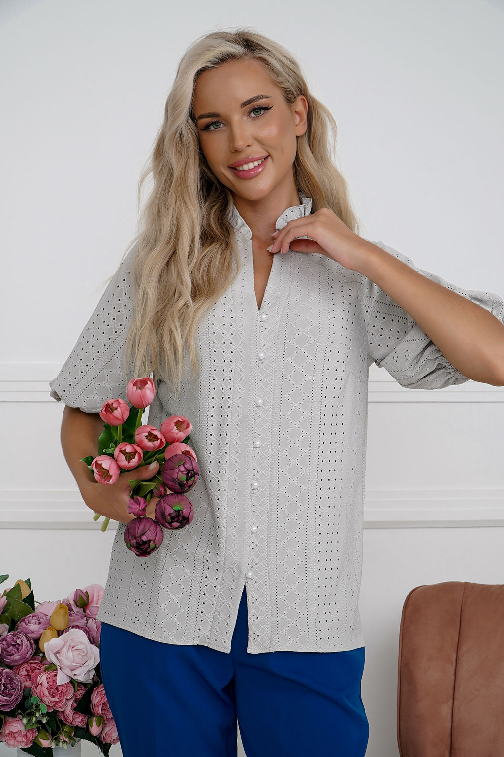 Рубашка Open Style 6875 серый