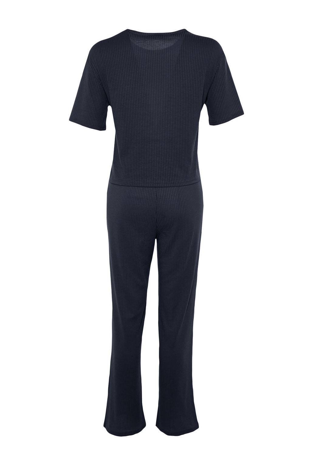 Trendyolmilla Lacivert Slogan Bask?l? Lastik Detayl? Fitilli T-shirt-Pantolon Orme Pijama THMSS21PT1016  фото 10