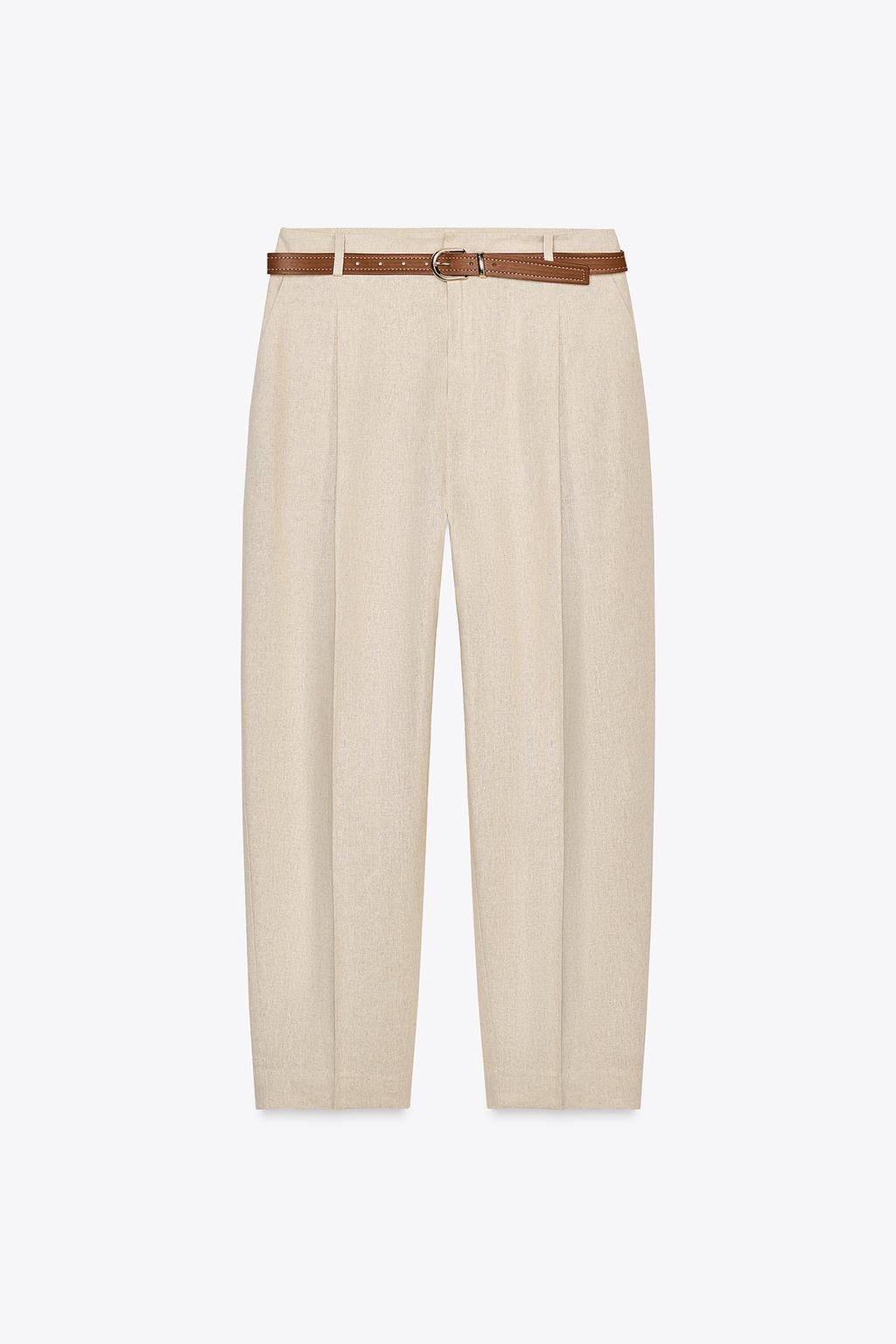 LINEN BELTED STRAIGHT-LEG TROUSERS - Zara фото 8
