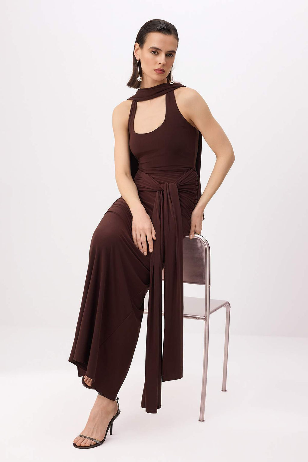 Kahverengi Duz Baglama Detayl? Orme Sandy Maxi Abiye & Mezuniyet Elbisesi - Trendyolmilla фото 2