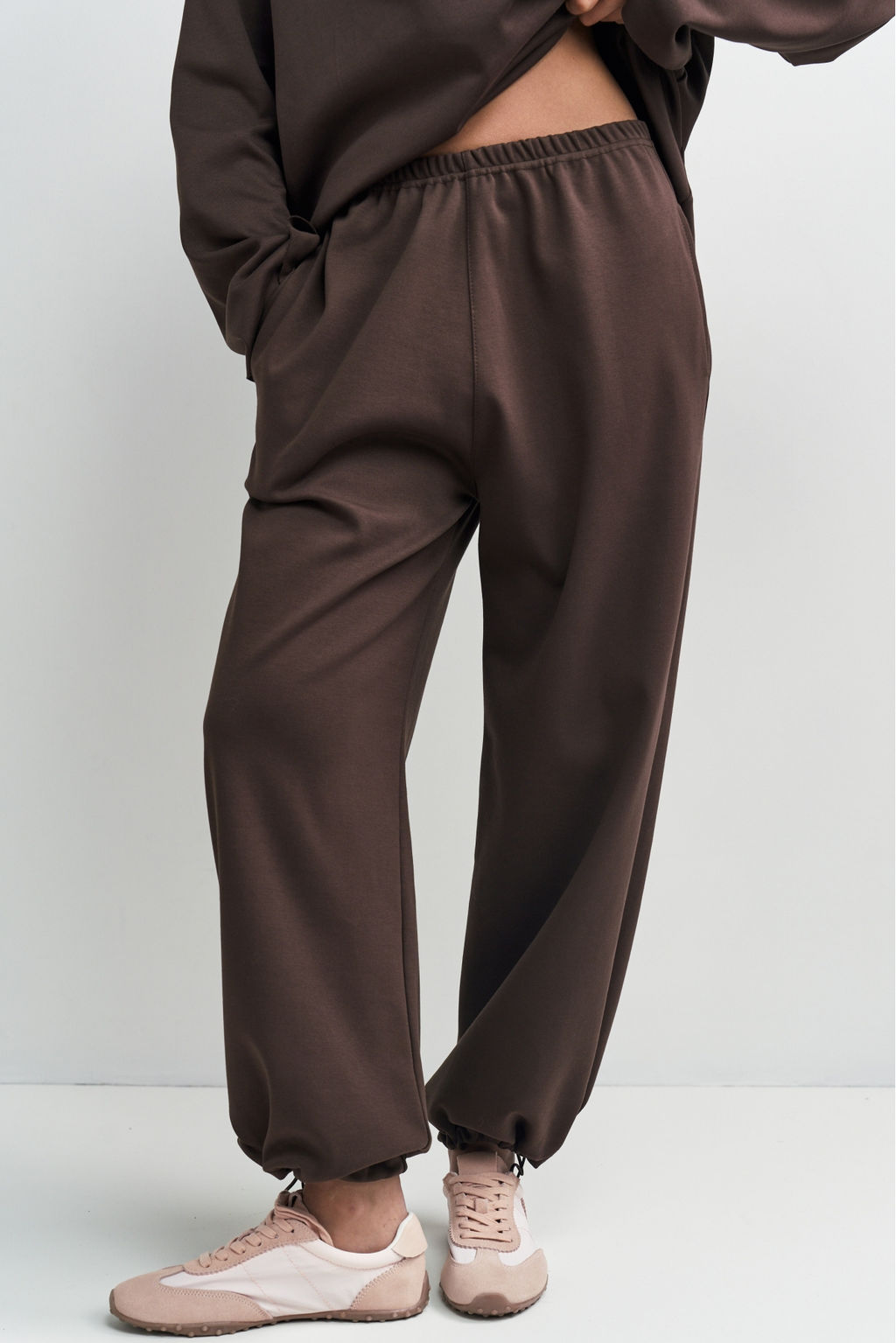 Брюки хлопковые на кулиске Коричневый - Erist store фото 3