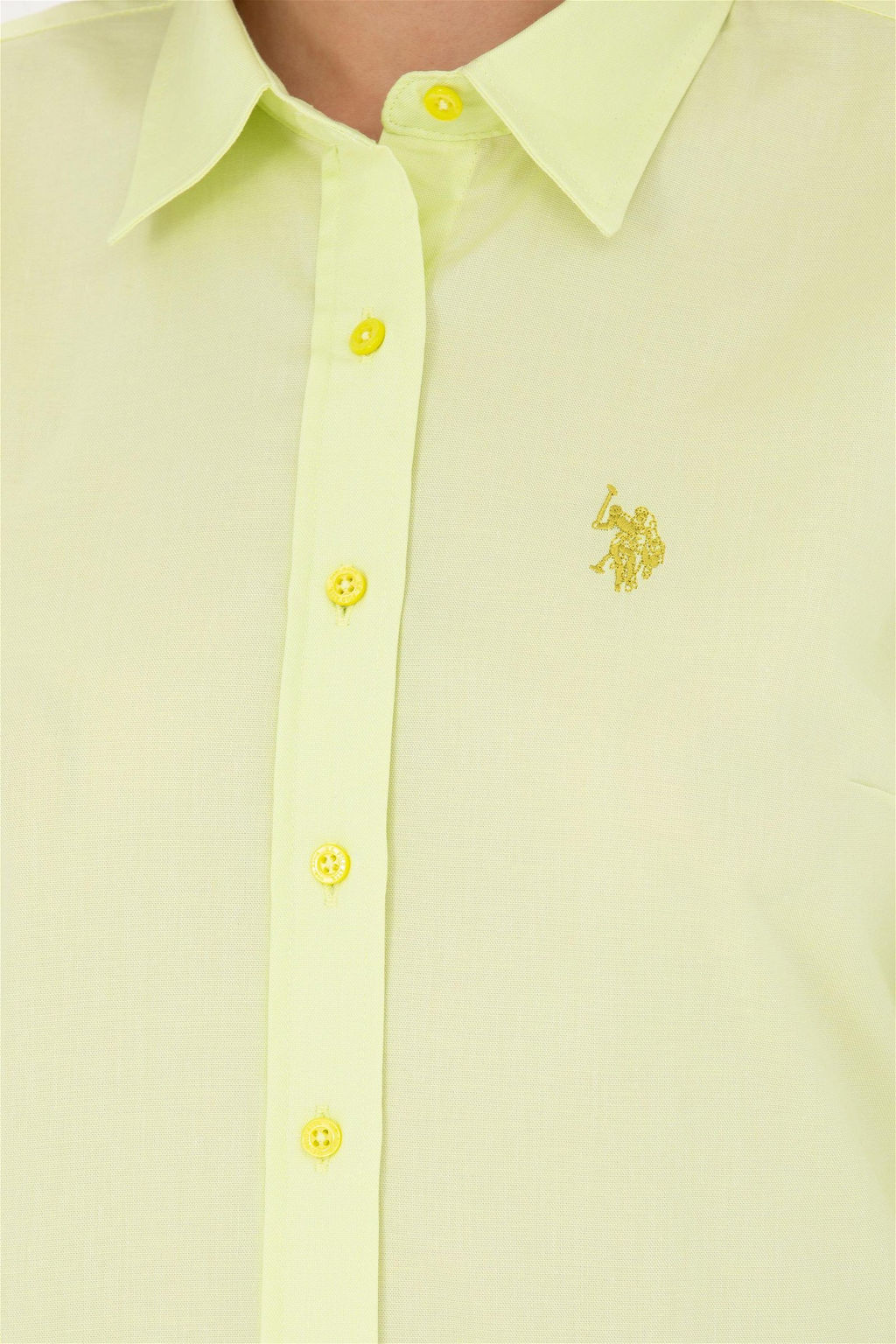 Женская неоново-желтая базовая рубашка с длинным рукавом Неожиданная скидка в корзине - U.s. polo assn фото 7