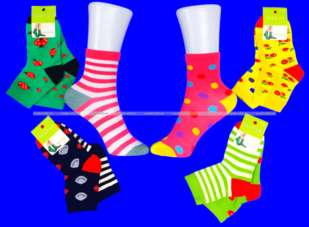 Цена за 10 пар. SYLTAN носки детские, подростковые на девочек "Разноцветные ножки " арт. 3244 5-6 лет (14-15 см)