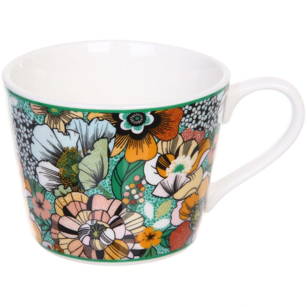 Кофейный набор 4 предмета "Цветочная радуга" (2 кружи 120мл+2 блюдца)