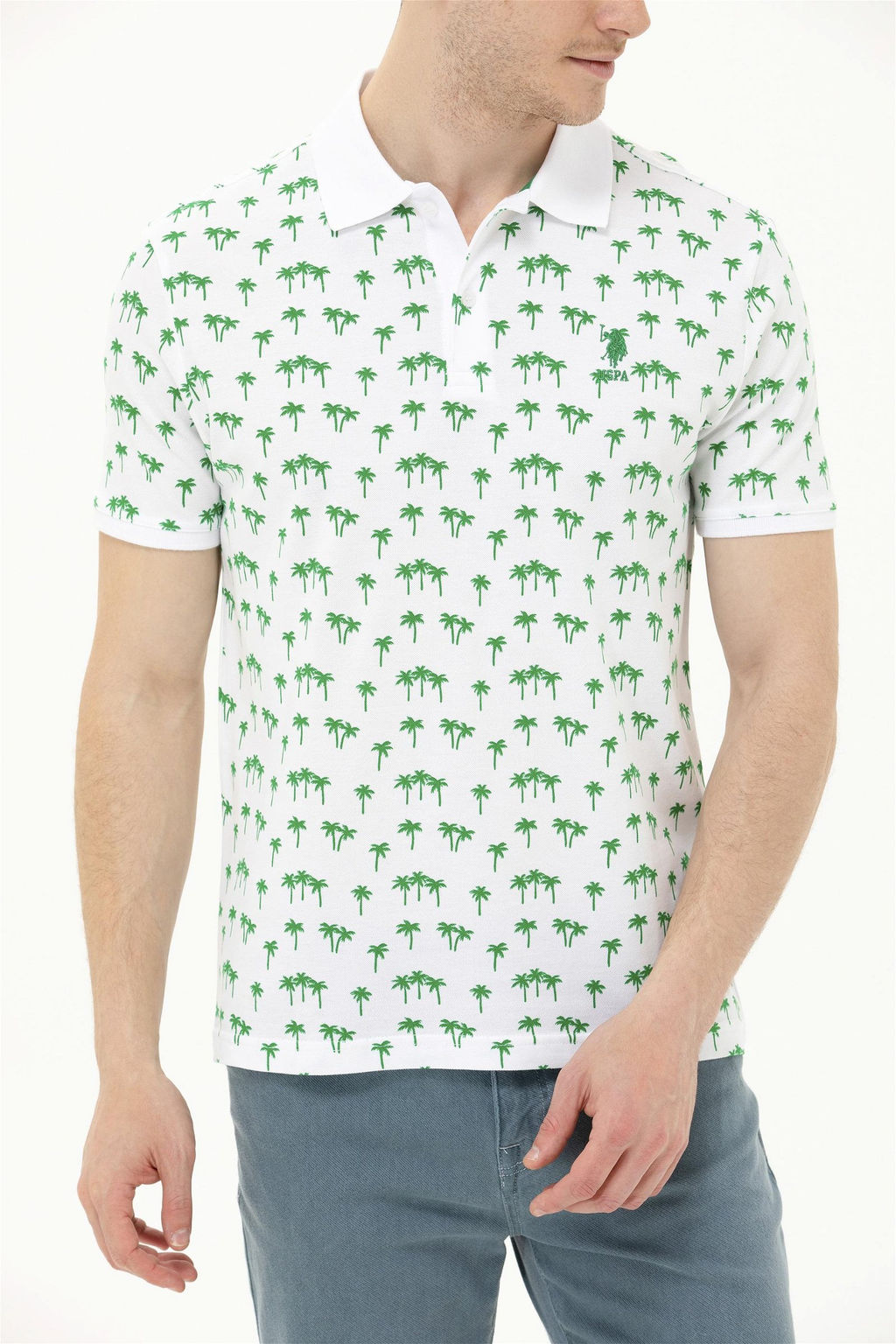 U. S. Polo Assn Мужская зеленая футболка с воротником-поло - U.s. polo assn фото 13