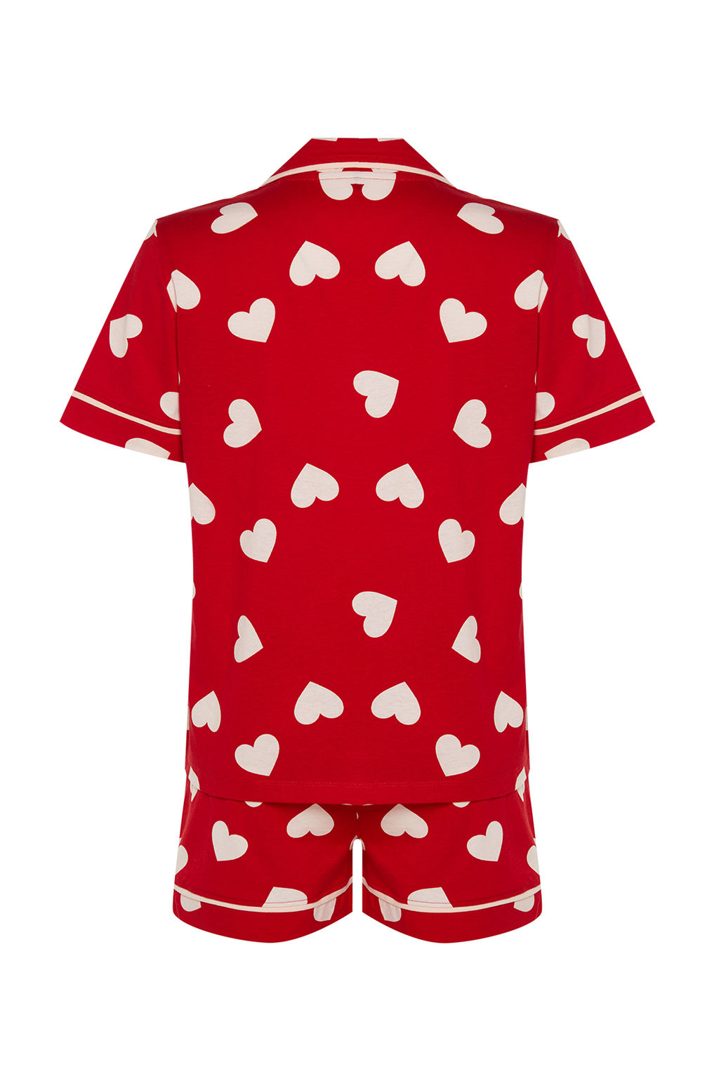 K?rm?z? %100 Pamuklu Kalpli Biye Detayl? Sortlu Orme Pijama Tak?m? THMSS21PT1200 - Trendyolmilla фото 9