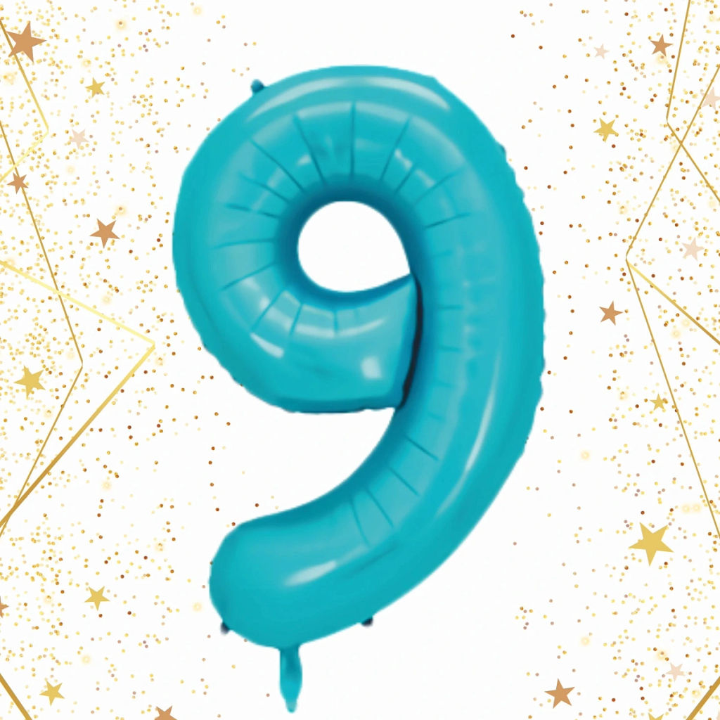 Шар фольгированный 32/81см "Цифра "9" (голубой)