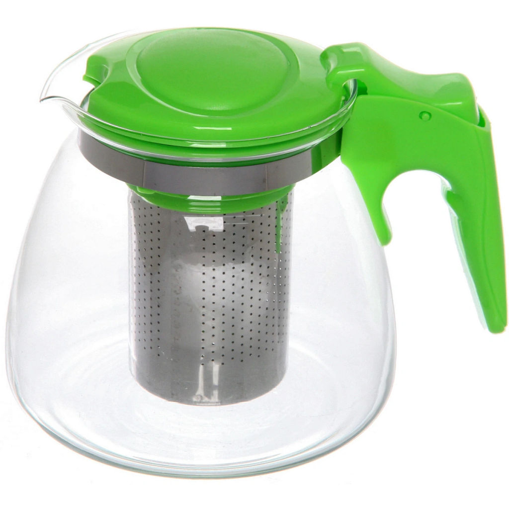 Чайник заварочный стеклянный 900мл "Ассорти", микс цветов