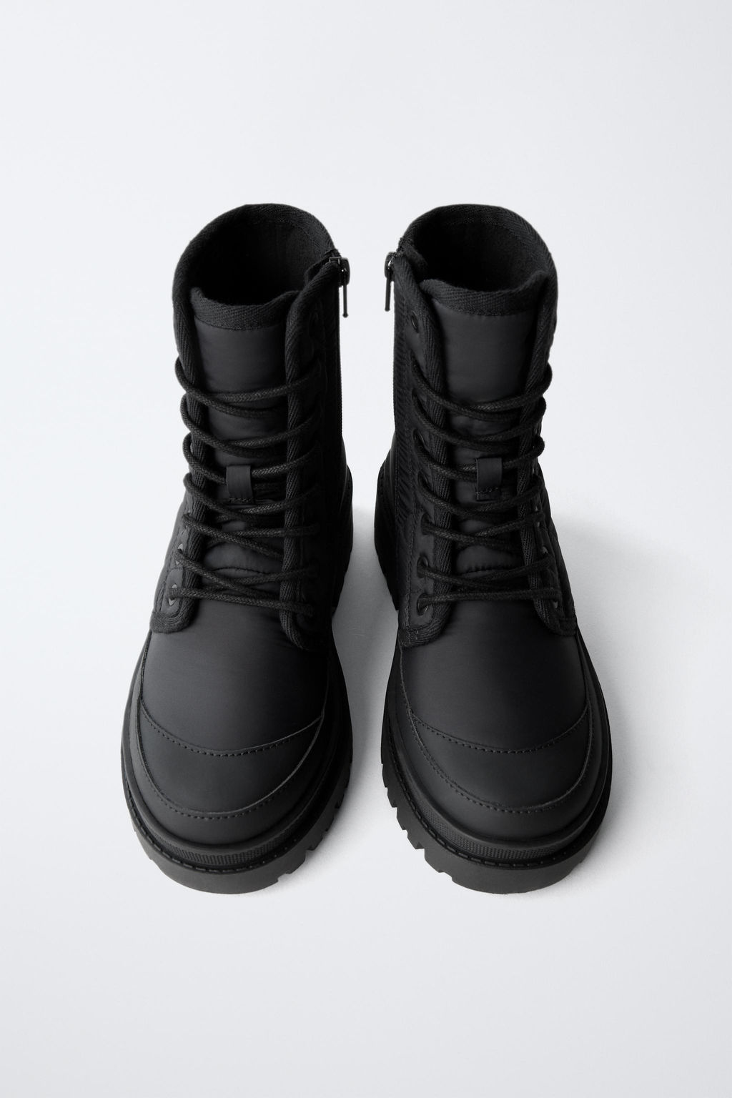 QUILTED LACE-UP ANKLE BOOTS - Zara фото 5