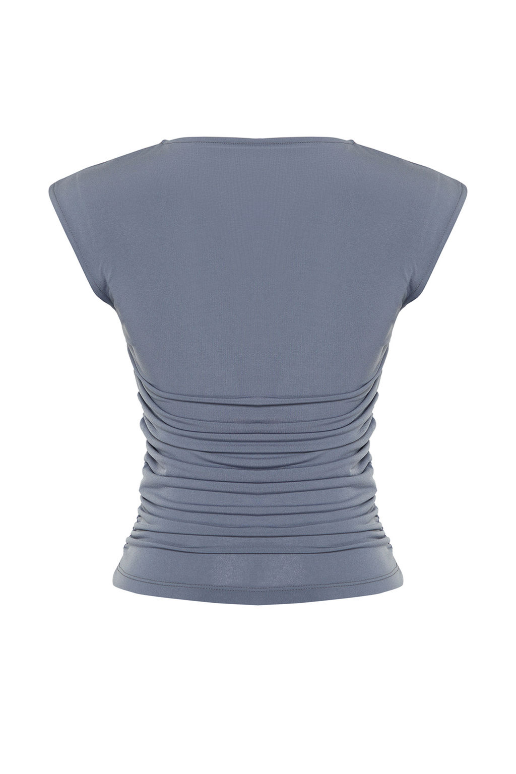 Gri Fitted/Vucuda Oturan Buzgulu Esnek Orme Bluz TWOSS24BZ00493