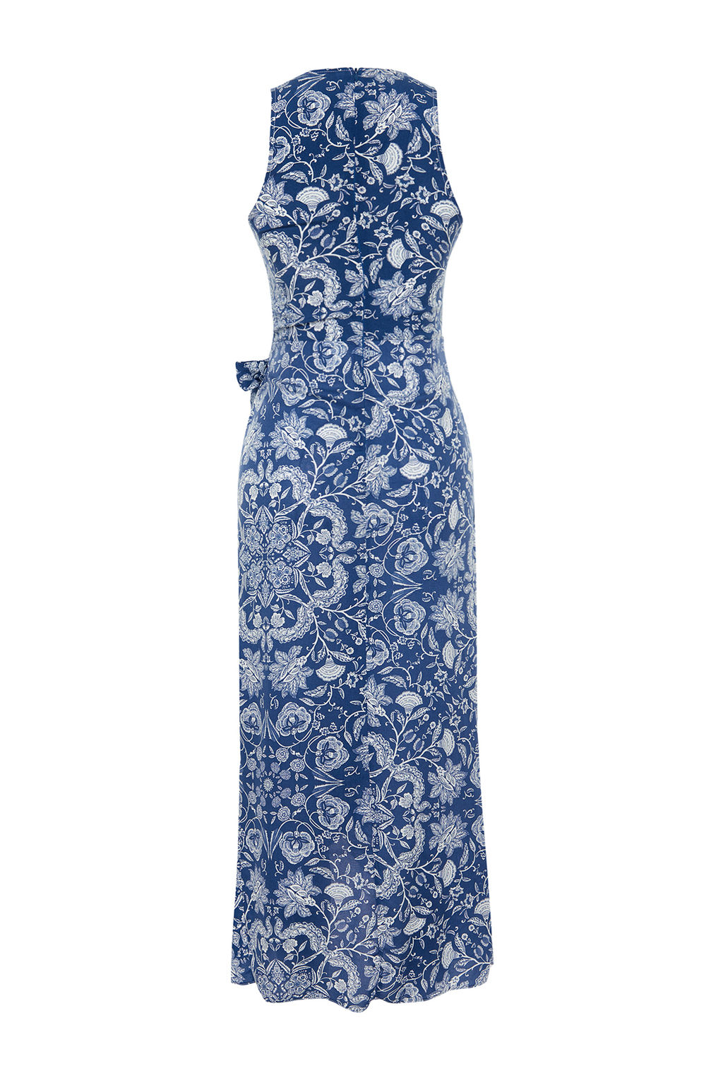 TRENDYOLMILLA Mavi Sal Desenli A-line Baglama Detayl? Midi Dokuma Elbise TWOSS24EL00458  фото 8