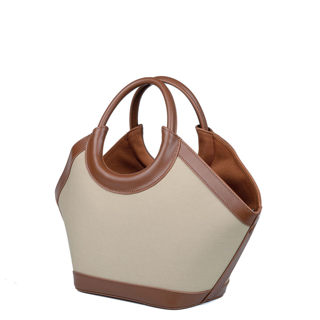 8916 brown-offwhite, Женская кожаная сумка "Корзинка", Barcelo Biagi