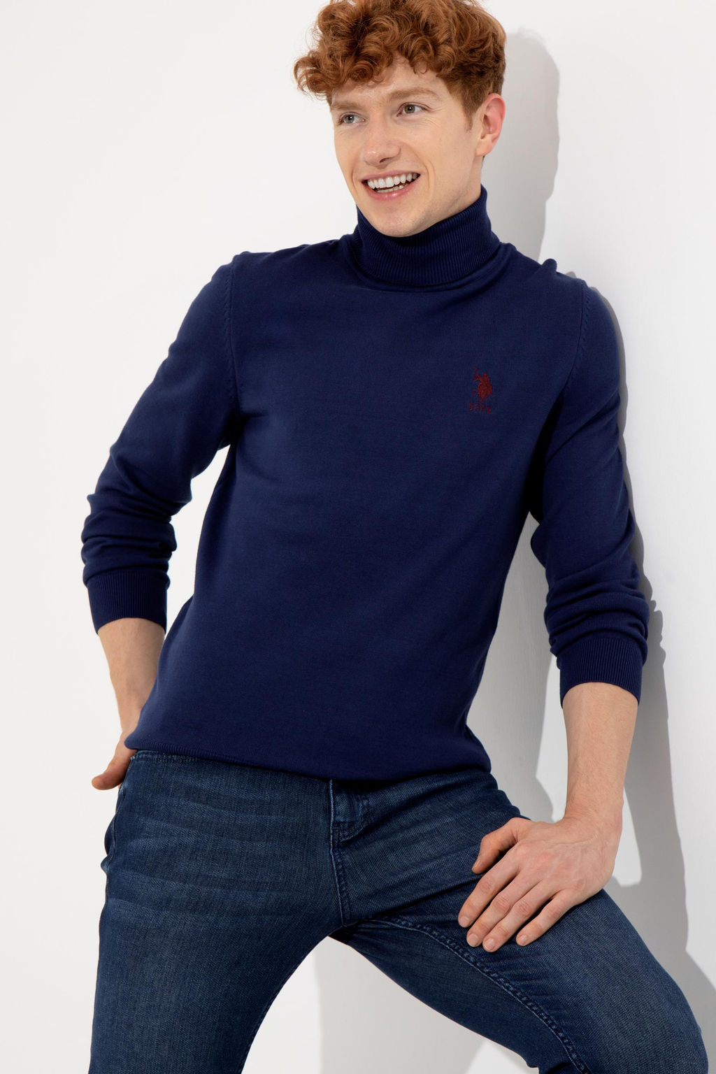 Мужской синий трикотажный свитер Basic - U.s. polo assn фото 13