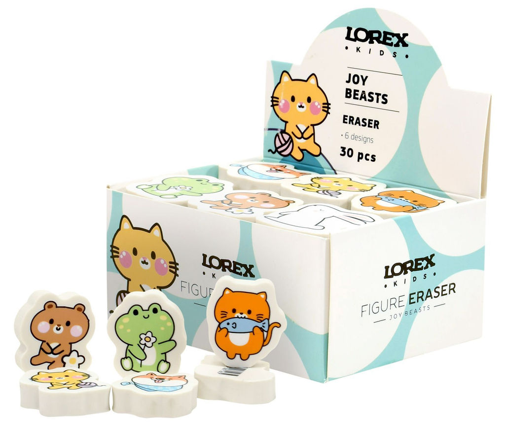 Цена за 5 шт. Ластик LOREX KIDS FIGURE JOY BEATS, термопластичная резина, 40х30х13 мм фигурный, ассорти,...