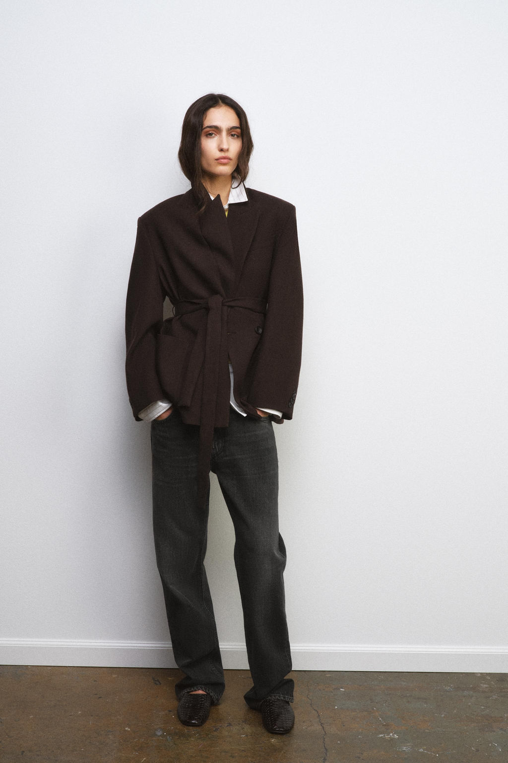 ZW COLLECTION LIMITED EDITION 100% WOOL BELTED BLAZER - Zara фото 9