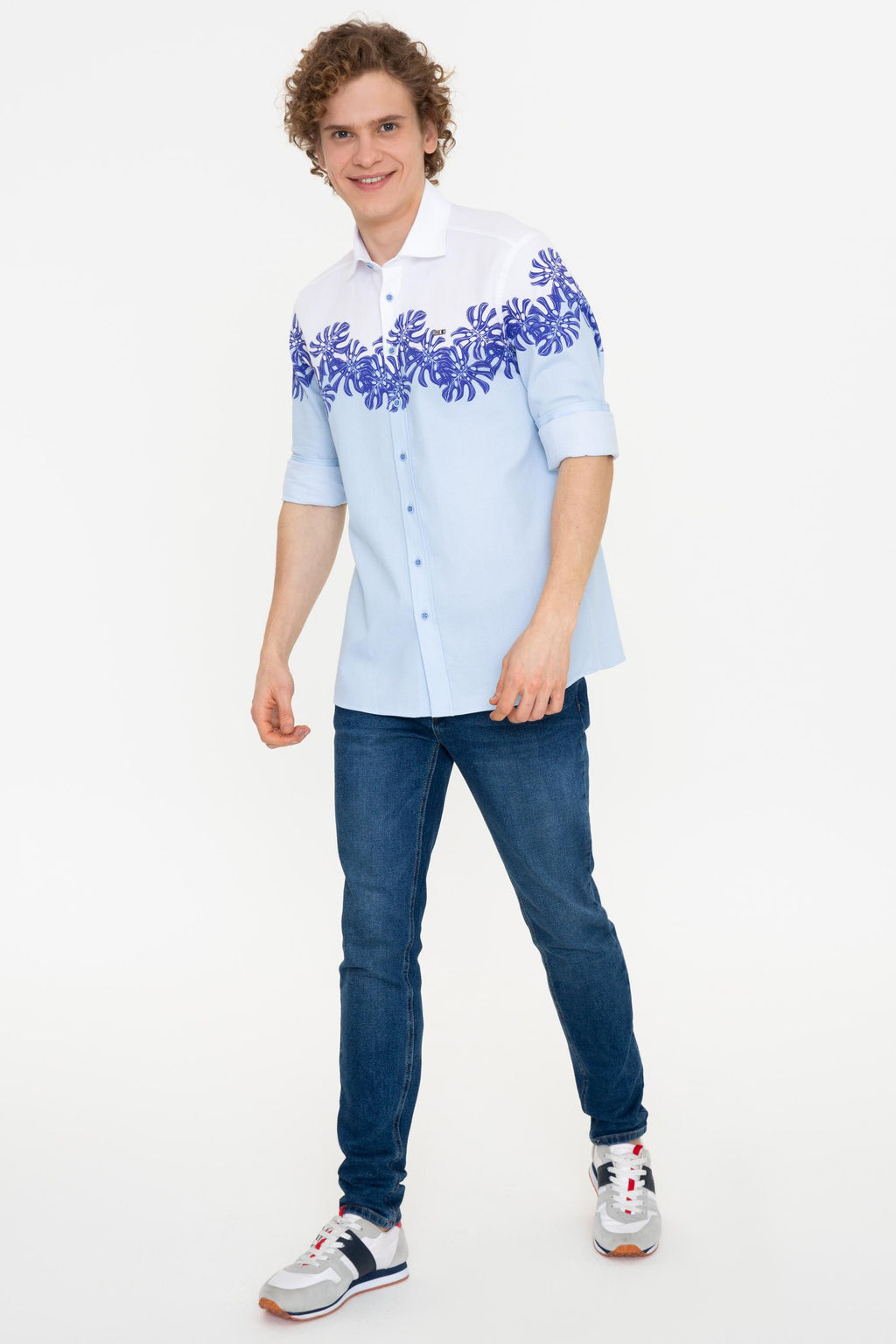 Erkek Mavi Uzun Kollu G_mlek