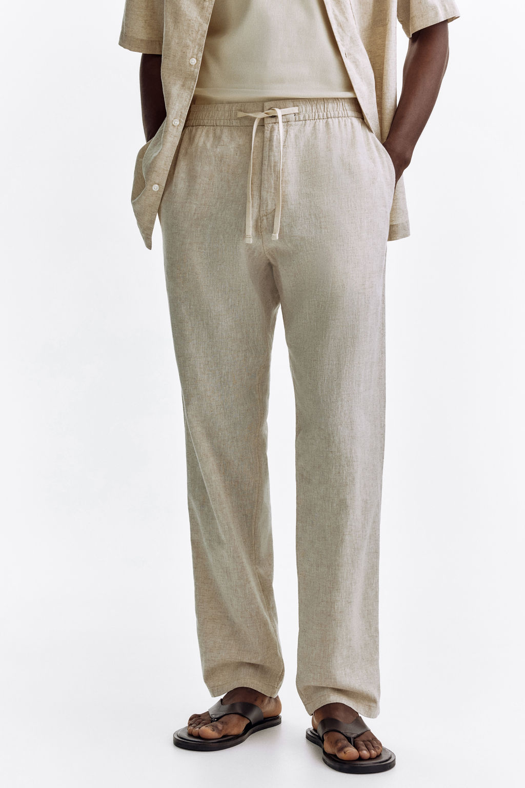 Pantal?n en mezcla de lino Regular Fit - H&m фото 7