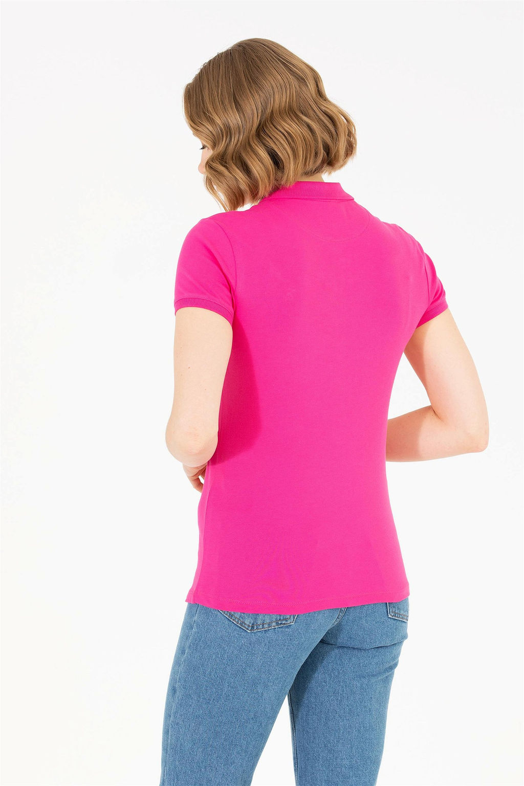 U. S. Polo Assn Женская базовая футболка цвета фуксии с воротником-поло - U.s. polo assn фото 12
