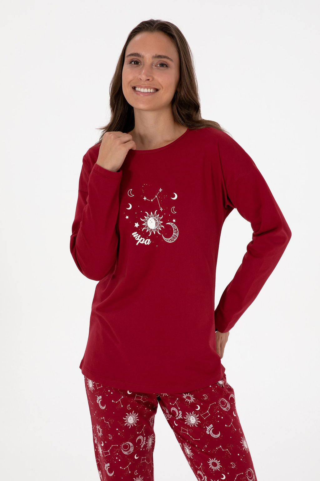 Kad_n Bordo Pijama Tak_m_ Sepette S_rpriz _ndirim - U.s. polo assn фото 3