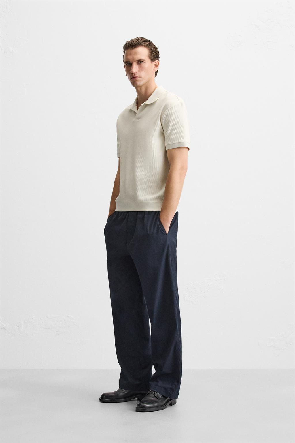 TEXTURED POLO SHIRT WITH RIBBED TRIMS - Zara фото 56