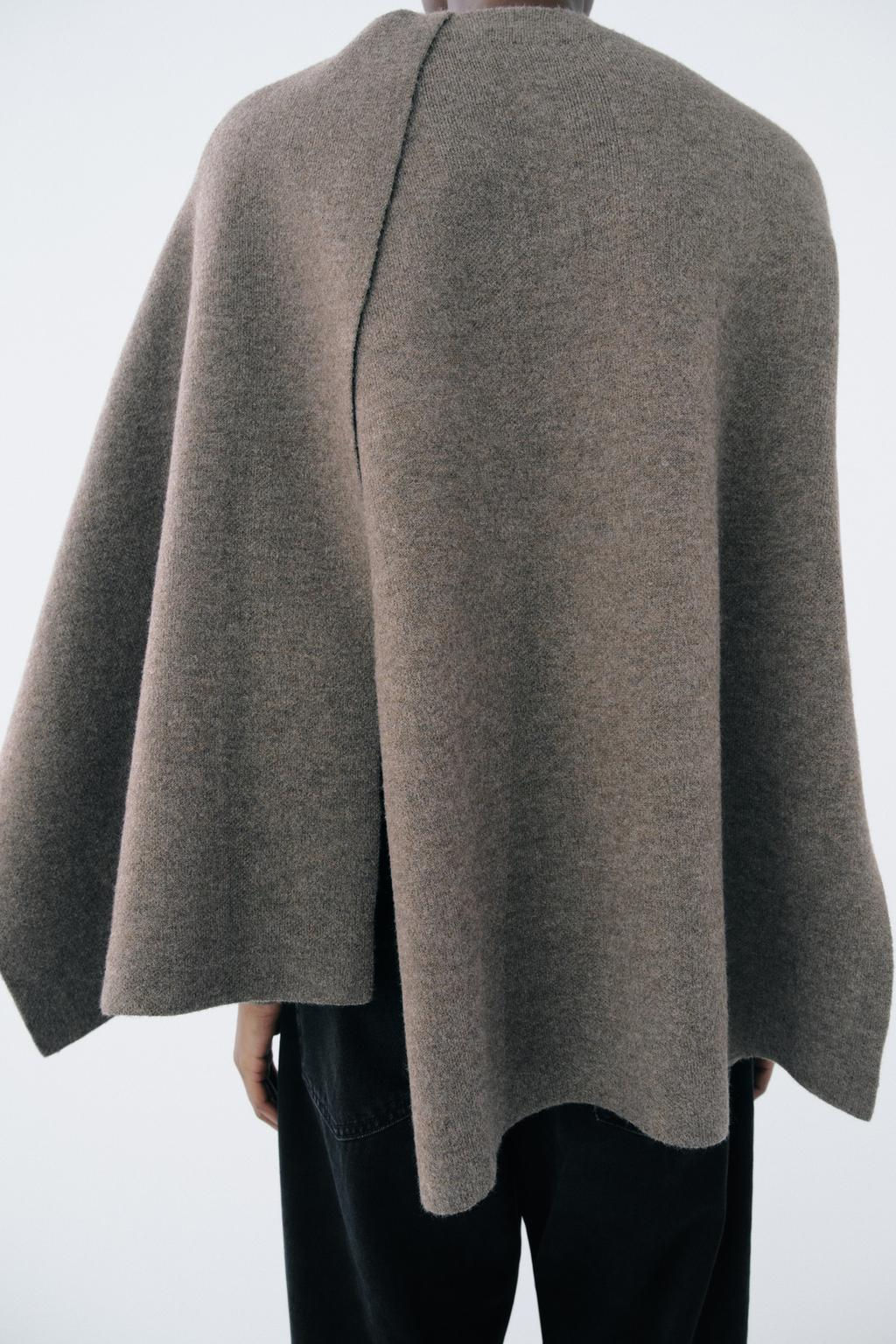 SHORT KNITTED COAT WITH SCARF - Zara фото 13