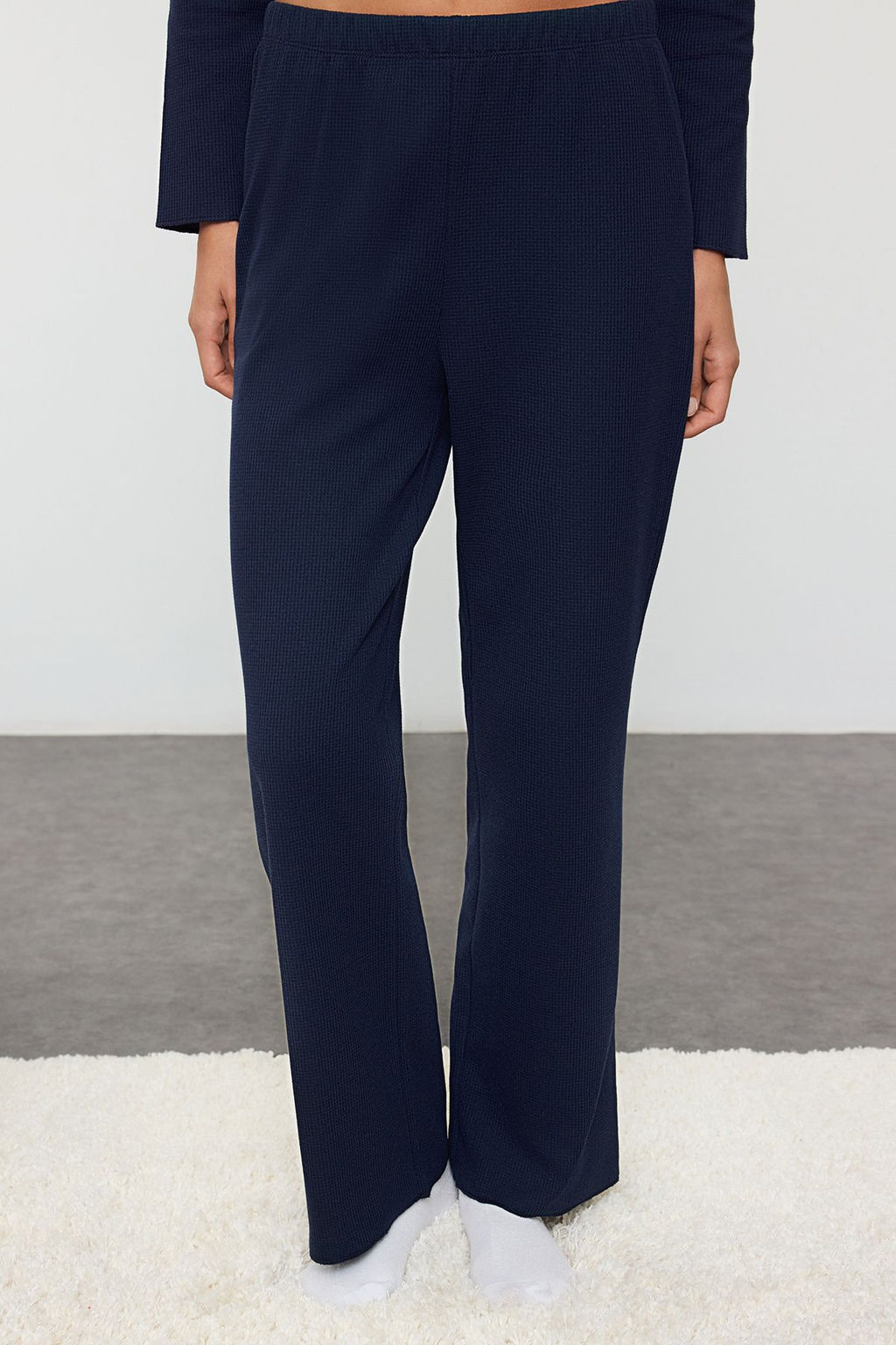 Trendyolmilla Bej Kurdele/Fiyonklu Waffle Kumas Orme Pijama Tak?m? THMAW25PT00195 фото 14