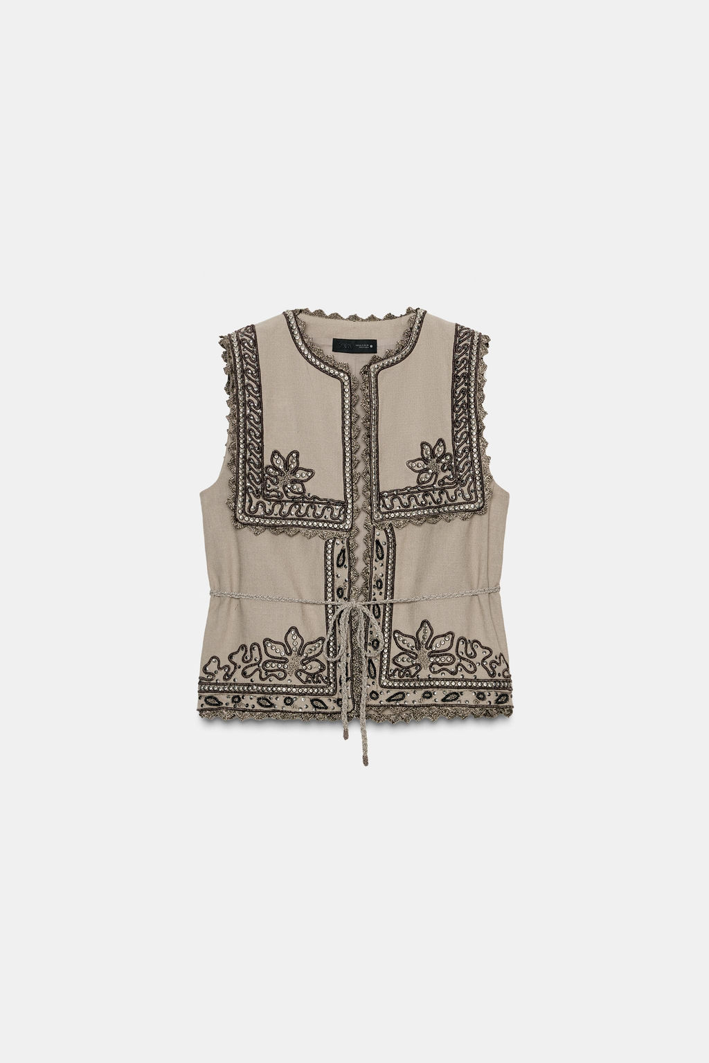 ZW COLLECTION EMBROIDERED WAISTCOAT WITH BELT - Zara фото 4