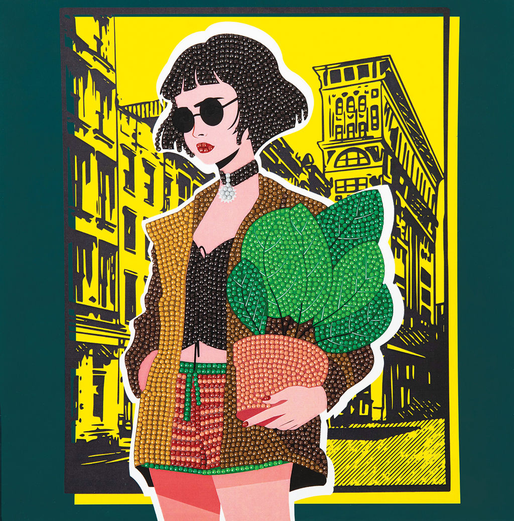 Кристальная (алмазная) мозаика ФРЕЯ ALBP-298 постер Девочка с фикусом 30 х 30 см