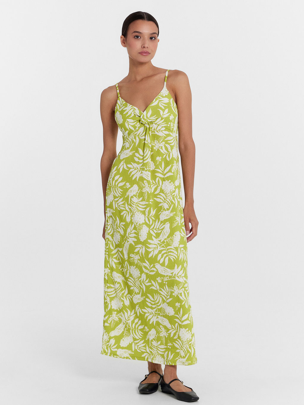 Сарафан женский в зеленом оттенке с птичками птицы на цитроне 152640 - Mark formelle фото 3