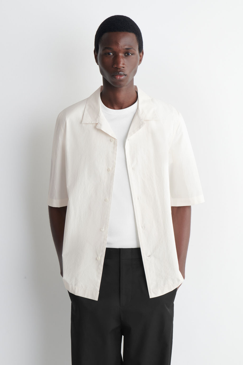 CAMISA DE ALGOD?N SLIM FIT CON CUELLO ABIERTO - H&m фото 2