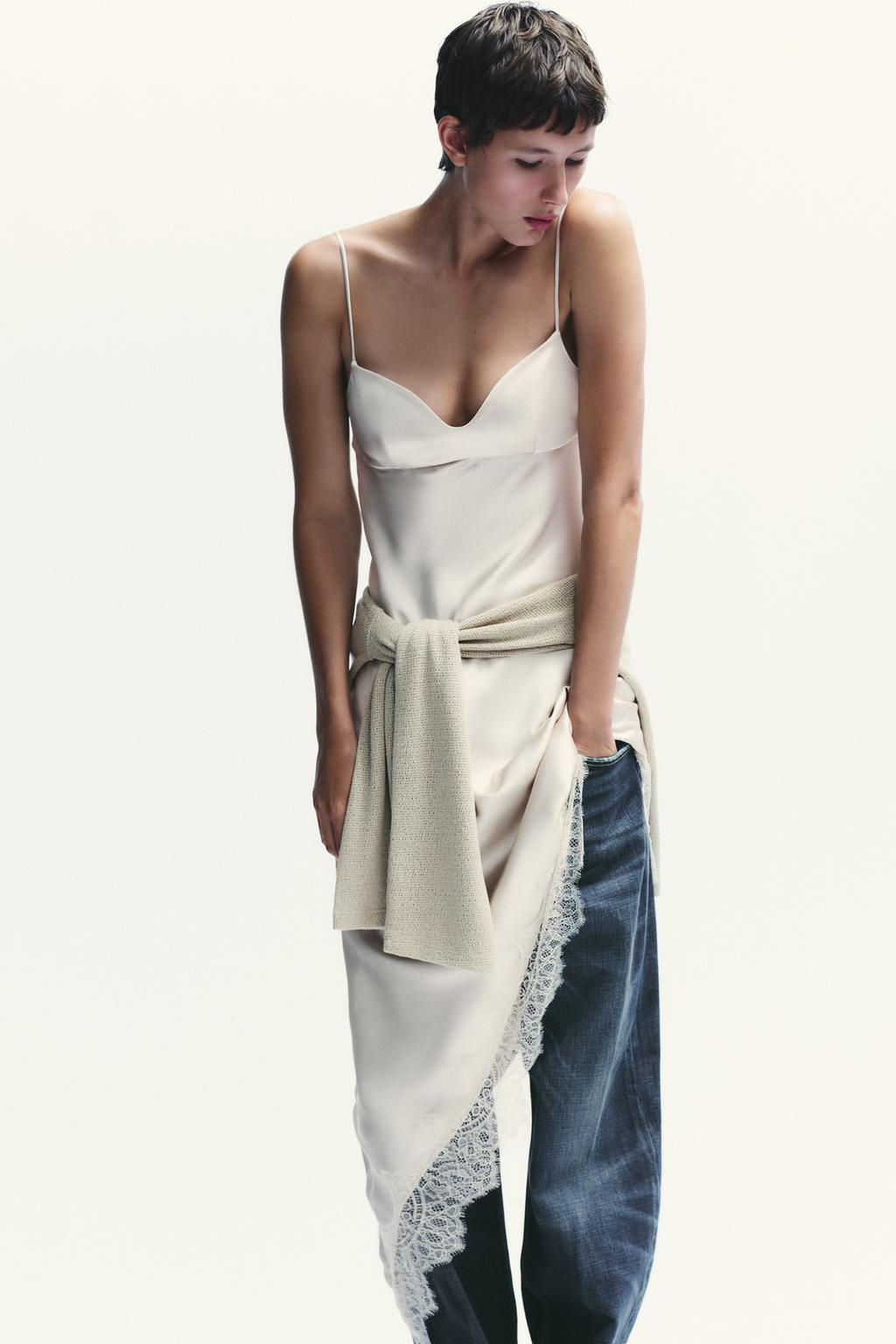 LACE SATIN DRESS - Zara фото 3