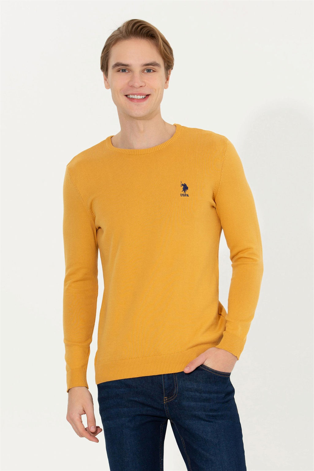 Мужской базовый трикотажный свитер Safran с круглым вырезом Неожиданная скидка в корзине - U.s. polo assn фото 3