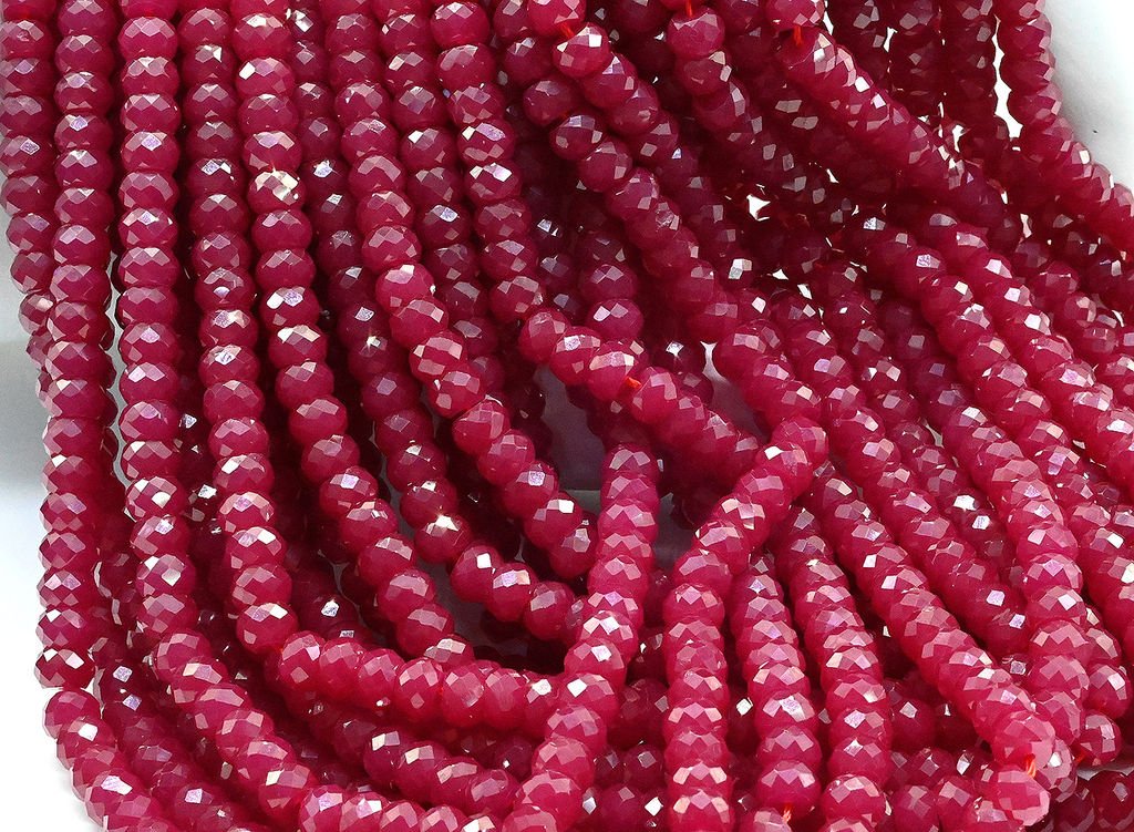Бусины из рубина рондель граненый 6*4мм, 38см, 97 бусин Радуга камня