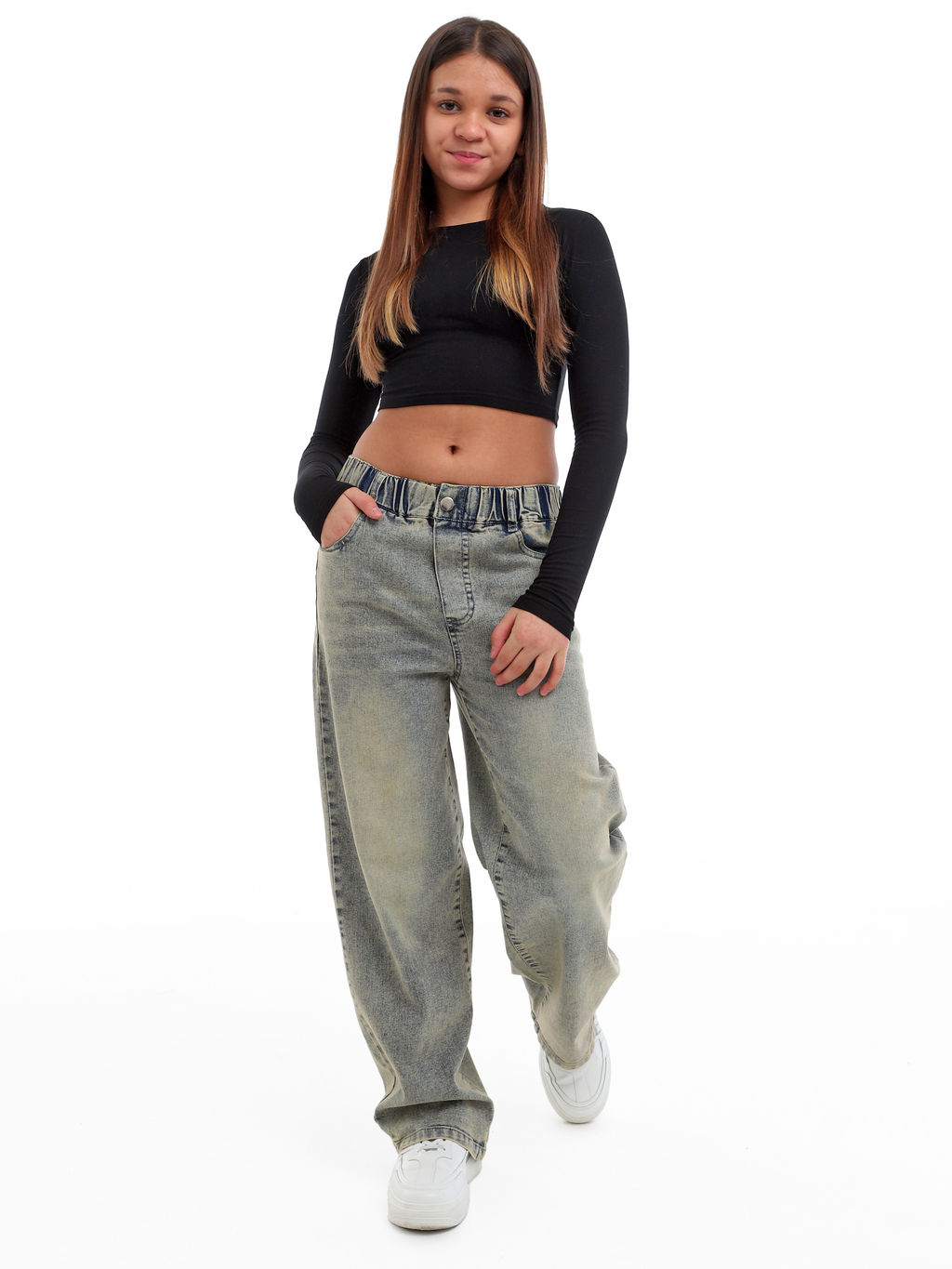 Джинсы-багги для девочек - СИНЯЯ МОДА фото 8