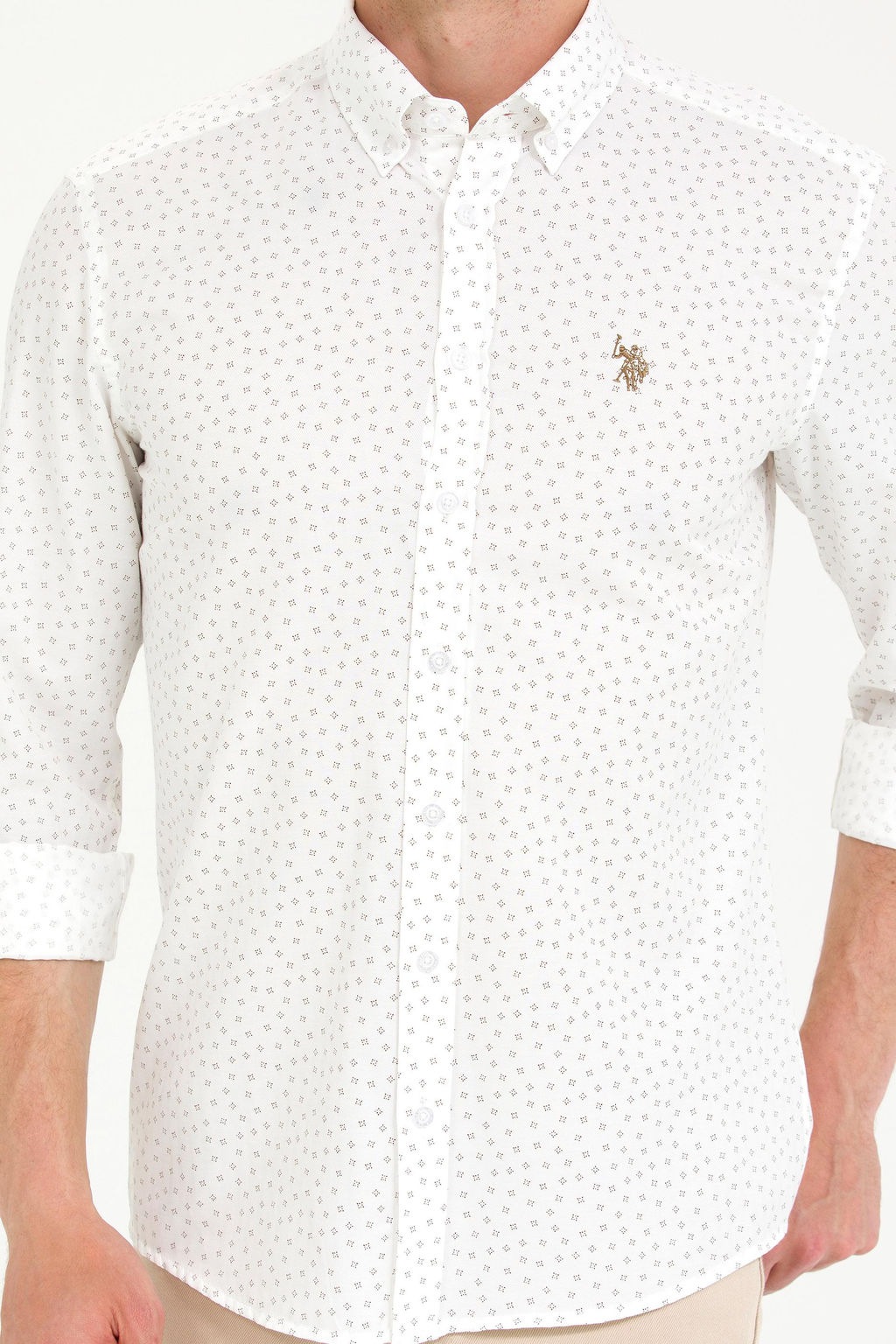 U. S. Polo Assn / Мужская бежевая рубашка с длинным рукавом - U.s. polo assn фото 6