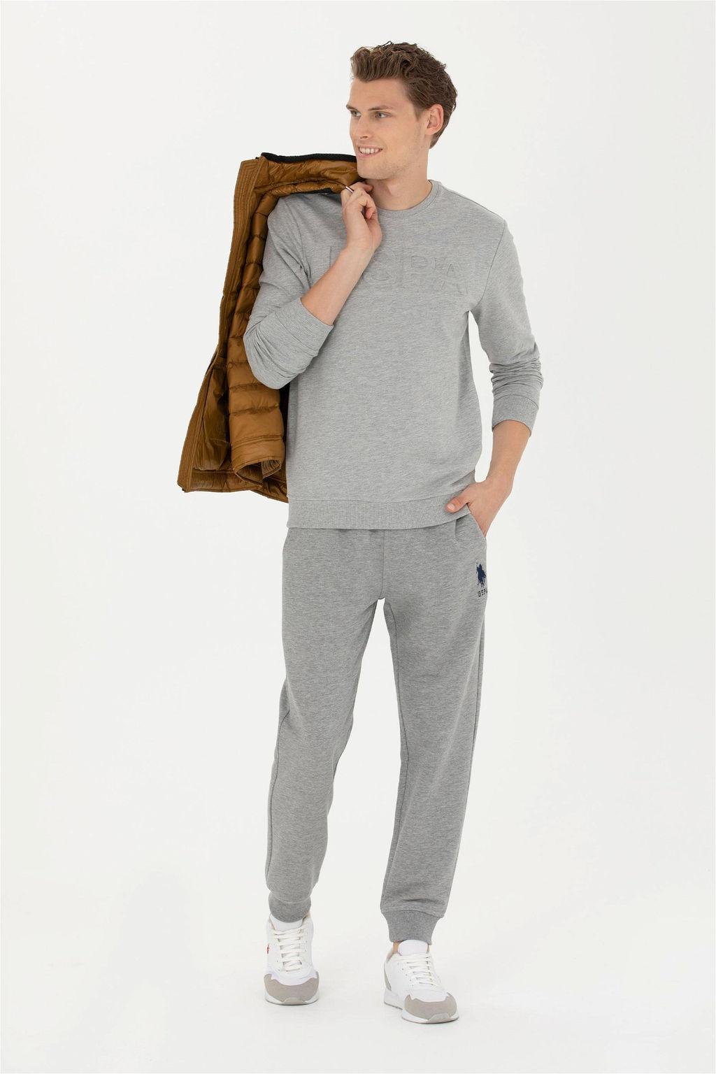 Мужская серая меланжская базовая толстовка Скюра в корзине в корзине - U.s. polo assn фото 4