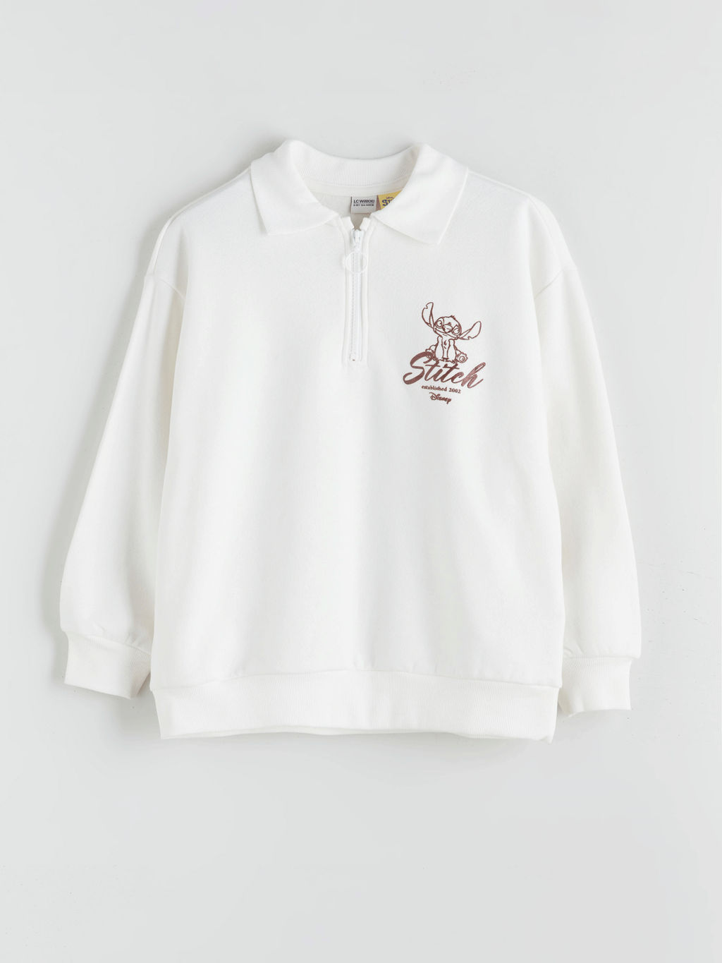 Polo Yaka Stitch Bask?l? K?z ?ocuk Sweatshirt